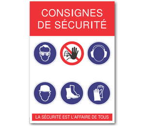 Affiche «consignes de sécurité» adhésive