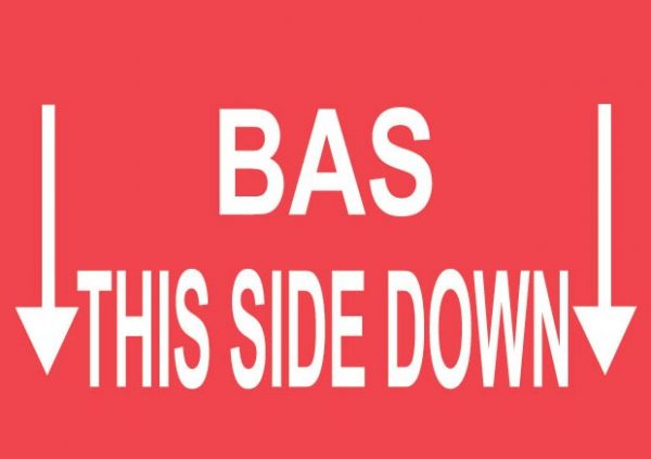 Étiquettes bas - this side down
